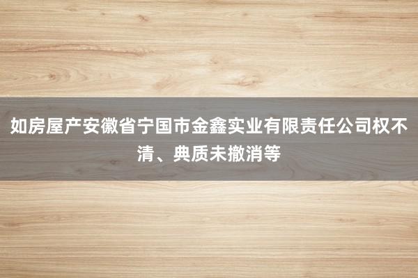 如房屋产安徽省宁国市金鑫实业有限责任公司权不清、典质未撤消等